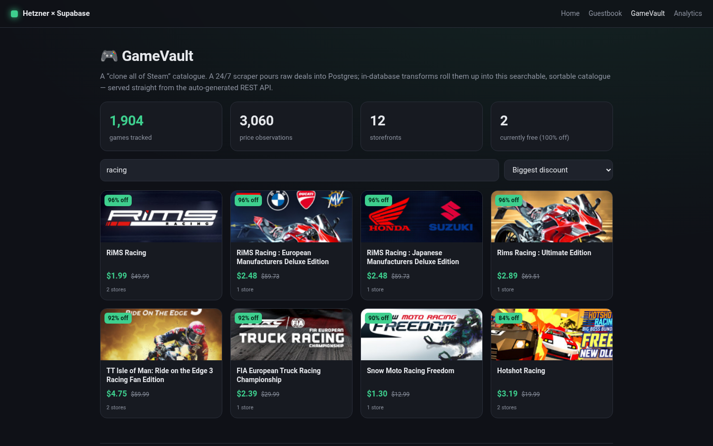 GameVault search